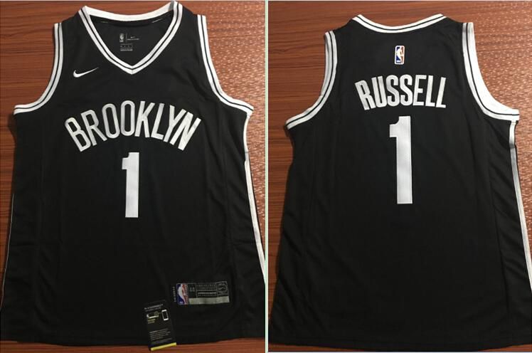 Men Brooklyn Nets 1 Russell Black Nike Game Stitched NBA Jersey